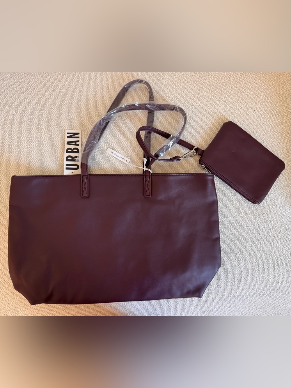 NWT Urban Outfitters Purple Faux Leather Tote with Matching Wristlet